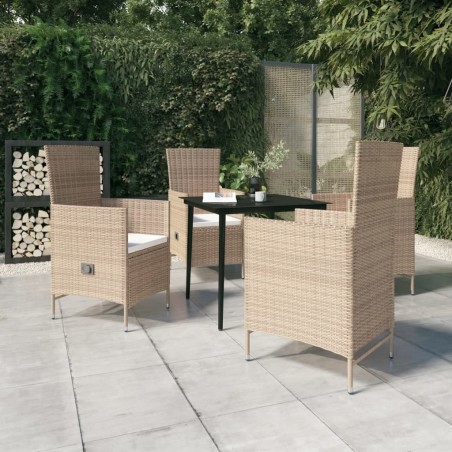 Ensemble à manger de jardin avec coussins 5 pcs Beige 642633642633