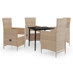 Ensemble à manger de jardin avec coussins 5 pcs Beige 642633642633