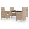 Ensemble à manger de jardin avec coussins 5 pcs Beige 642633642633