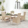 Ensemble à manger de jardin avec coussins 5pcs Beige poly rotin 642640642640