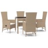Ensemble à manger de jardin avec coussins 5pcs Beige poly rotin 642640642640