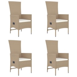 Ensemble à manger de jardin avec coussins 5pcs Beige poly rotin 642640642640