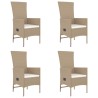 Ensemble à manger de jardin avec coussins 5pcs Beige poly rotin 642640642640
