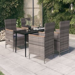 Ensemble à manger de jardin avec coussins 5 pcs Gris 642641642641