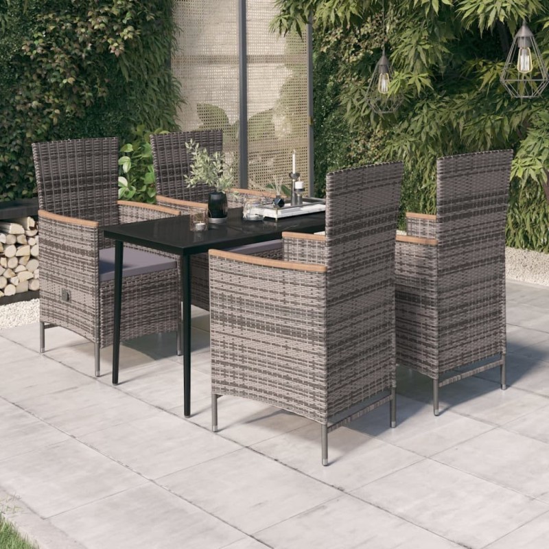 Ensemble à manger de jardin avec coussins 5 pcs Gris 642641642641