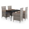 Ensemble à manger de jardin avec coussins 5 pcs Gris 642641642641