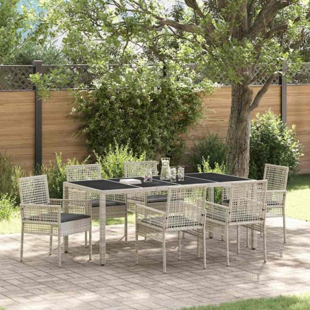 Ensemble de salle à manger pour jardin 7 pcs Gris clair 642642642642
