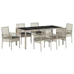 Ensemble de salle à manger pour jardin 7 pcs Gris clair 642642642642
