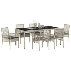 Ensemble de salle à manger pour jardin 7 pcs Gris clair 642642642642