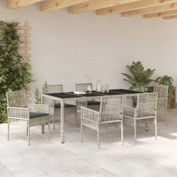 Ensemble de salle à manger pour jardin 7 pcs Gris clair 642642642642