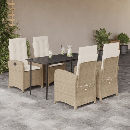 Ensemble à manger de jardin avec coussins 5pcs Beige poly rotin 642643642643