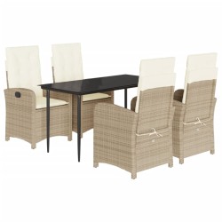 Ensemble à manger de jardin avec coussins 5pcs Beige poly rotin 642643642643