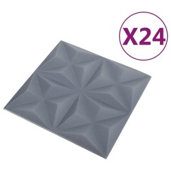 Panneaux muraux 24 pcs Origami Gris 50 x 50 cm Mousse XPS 642645642645