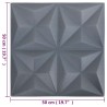 Panneaux muraux 24 pcs Origami Gris 50 x 50 cm Mousse XPS 642645642645