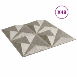 Panneaux muraux 48 pcs Béton Origami 50 x 50 cm Mousse XPS 642646642646