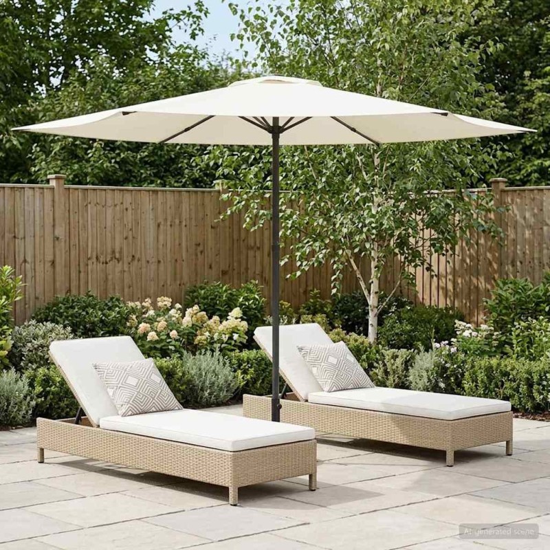 Parasol de jardin 300 x 300 cm Polyester Rectangulaire Crème 642648642648
