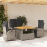 Ensemble à manger jardin 4pcs et coussins Gris Résine tressée 642651642651