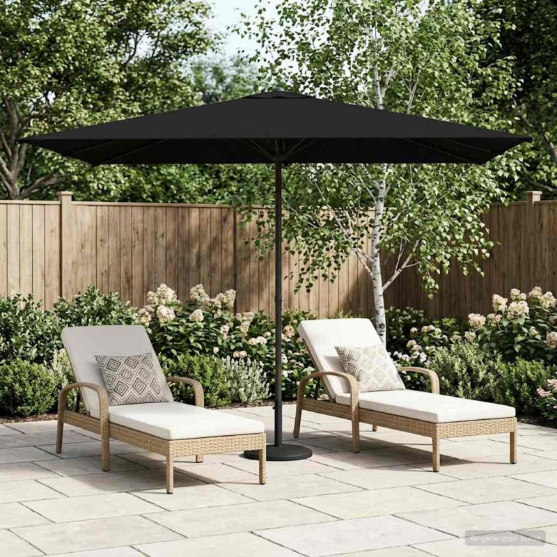 Parasol de jardin 200 x 300 cm Polyester Rectangulaire Noir 642654642654