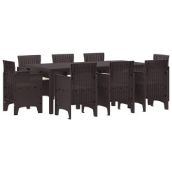 Ensemble de salle à manger pour jardin 9 pcs Marron 642656642656