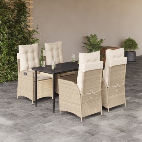 Ensemble à manger de jardin avec coussins 5pcs Beige poly rotin 642658642658