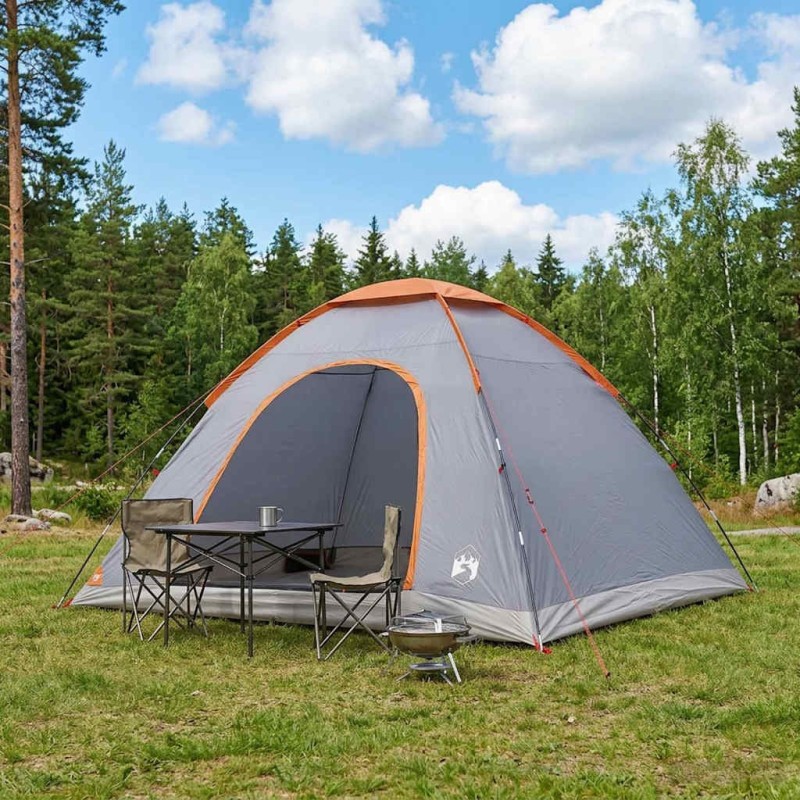 Tente de camping avec toit Gris et orange 335 x 275 x 180 cm 642664642664