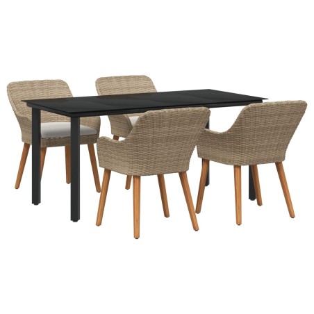 Ensemble de salle à manger pour jardin 5 pcs Beige polyrotin 642665642665