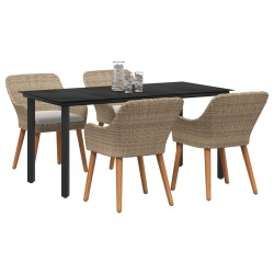 Ensemble de salle à manger pour jardin 5 pcs Beige polyrotin 642665642665