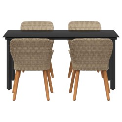 Ensemble de salle à manger pour jardin 5 pcs Beige polyrotin 642665642665