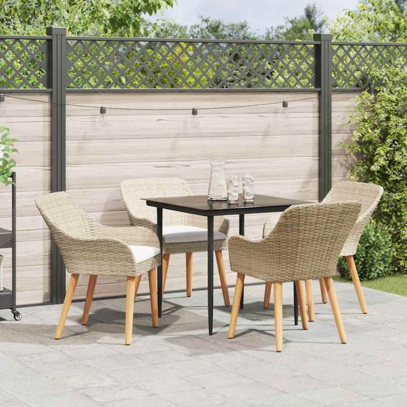 Ensemble de salle à manger pour jardin 5 pcs Beige polyrotin 642666642666