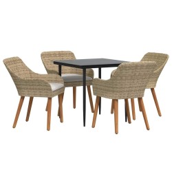 Ensemble de salle à manger pour jardin 5 pcs Beige polyrotin 642666642666