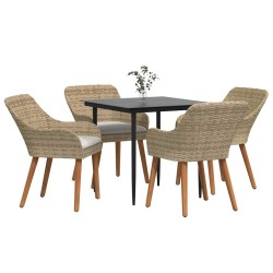 Ensemble de salle à manger pour jardin 5 pcs Beige polyrotin 642666642666