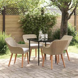 Ensemble de salle à manger pour jardin 5 pcs Beige polyrotin 642666642666