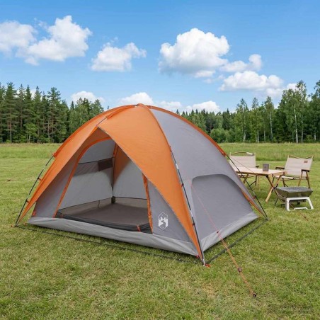 Tente de camping avec un abri imperméable Dôme Gris et orange 642672642672