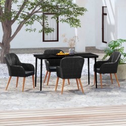 Ensemble à manger de jardin avec coussins 5 pcs Noir 642673642673