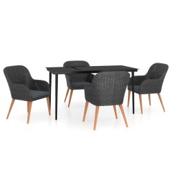 Ensemble à manger de jardin avec coussins 5 pcs Noir 642673642673