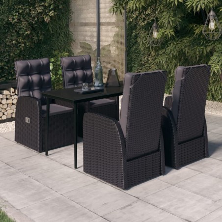 Ensemble à manger de jardin avec coussins 5 pcs Noir 642675642675