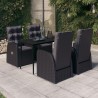 Ensemble à manger de jardin avec coussins 5 pcs Noir 642675642675