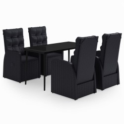 Ensemble à manger de jardin avec coussins 5 pcs Noir 642675642675