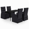Ensemble à manger de jardin avec coussins 5 pcs Noir 642675642675