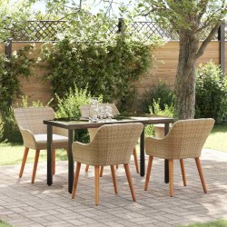 Ensemble de salle à manger pour jardin 5 pcs Beige polyrotin 642678642678