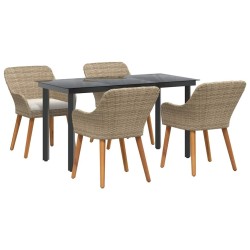Ensemble de salle à manger pour jardin 5 pcs Beige polyrotin 642678642678