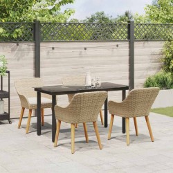 Ensemble de salle à manger pour jardin 5 pcs Beige polyrotin 642678642678