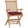 Chaises de jardin avec coussins rouge bordeaux lot de 4 Teck 642680642680