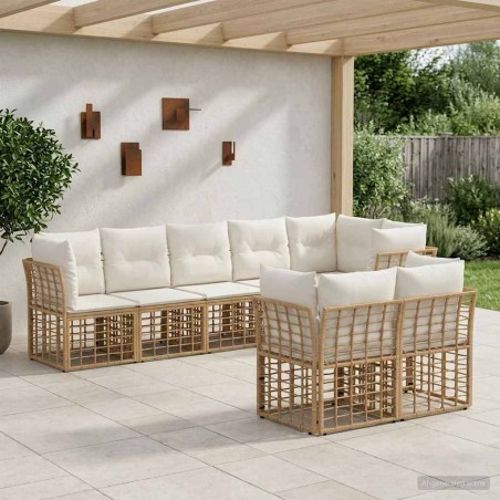 Ensemble de canapés d'extérieur Naturel Polyester 642685642685