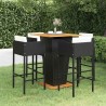 Ensemble de bar de jardin 5 pcs et coussins Résine tressée Noir 642686642686