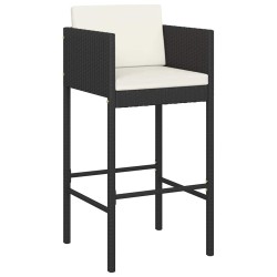 Ensemble de bar de jardin 5 pcs et coussins Résine tressée Noir 642686642686