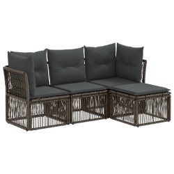 Ensemble de canapé de jardin 4 pcs Gris polyrotin 642688642688
