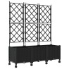 Bac de jardin avec treillis et roues 3 pc Noir PP 642691642691