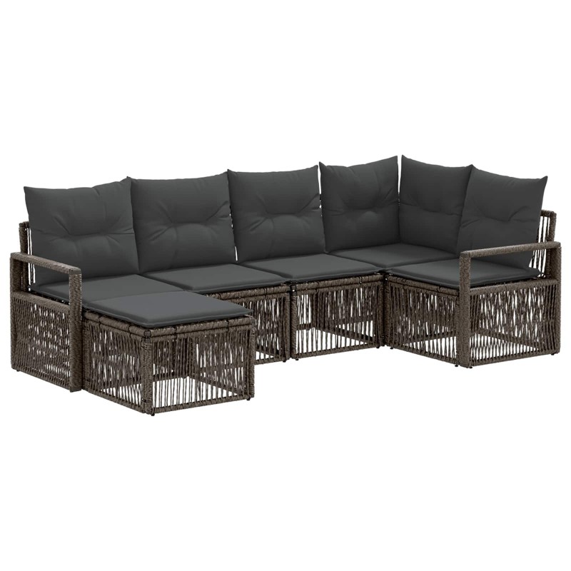 Ensemble de canapé de jardin 6 pcs Gris polyrotin 642699642699