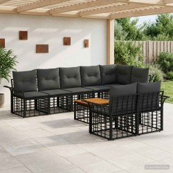 Ensemble de canapés d'extérieur 9 pcs Noir et Gris foncé 642701642701